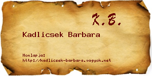 Kadlicsek Barbara névjegykártya